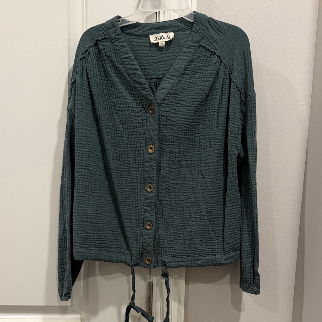 Listicle Teal Button-Down Shirt